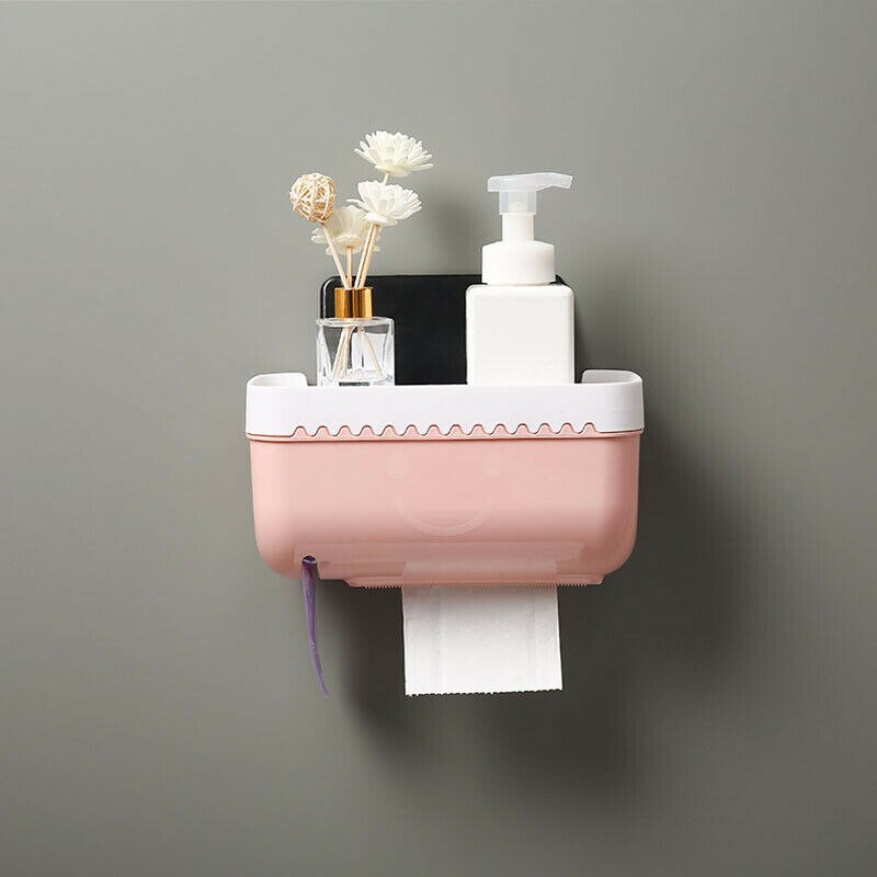 Wall Mounted Toilet Paper Roll Holder Bathroom Tissue Box Dispenser Waterproof Easy Install Rack