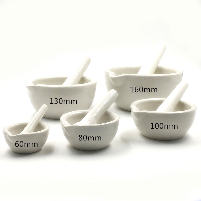 60/80/100/130/160mm Ceramic Grinder Bowls Mortar and Pestle Set Kitchen Food Garlic Pepper Spices Grinding Bowl Herb Mincers