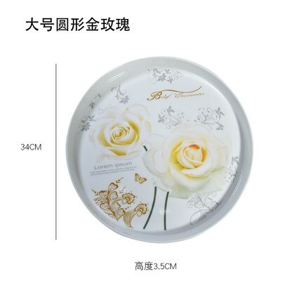 34cm,30cm rund tallerken tebakker til kage snacks/fest/hotel/hjem middag rose blomster fad til dumplings organisation mælk tallerken: 4