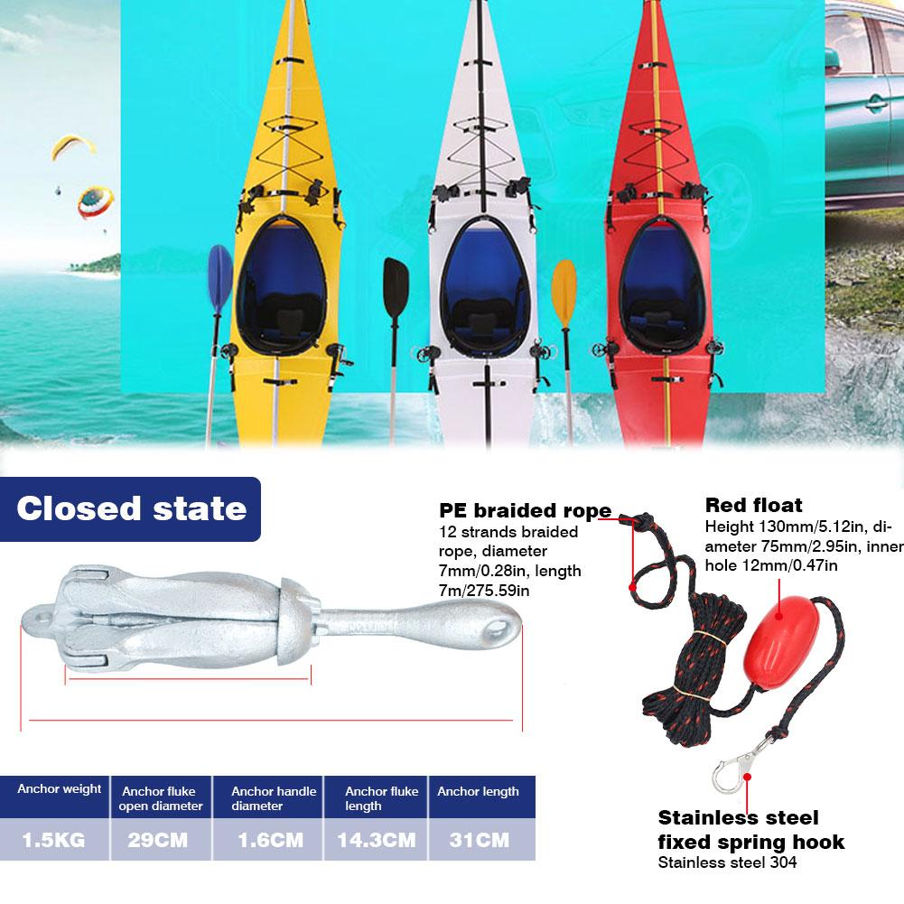 Folding Anchor Fishing Accessories for Kayak Canoe Boat Marine Watercraft Aluminum Lightweight Small Watercraft Anchor