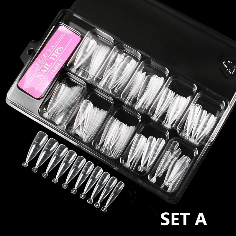Kit de faux-ongles pour Extension de Gel UV, ensemble français pour construction rapide, moule, pointes, cuillère à cuticules en acier inoxydable, brosse à trancher, 6 pièces