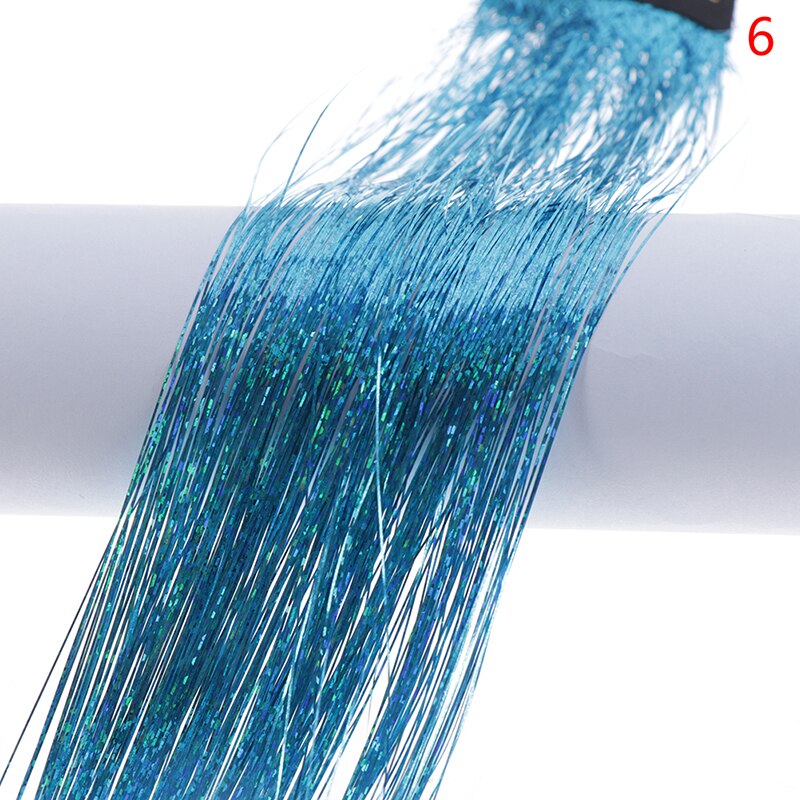 1 worek blask włosów blichtr Bling włosy Secoration dla syntetycznych robić przedłużania włosów brokat tęczy dla dziewcząt i imprezę 50x3.3cm: N6