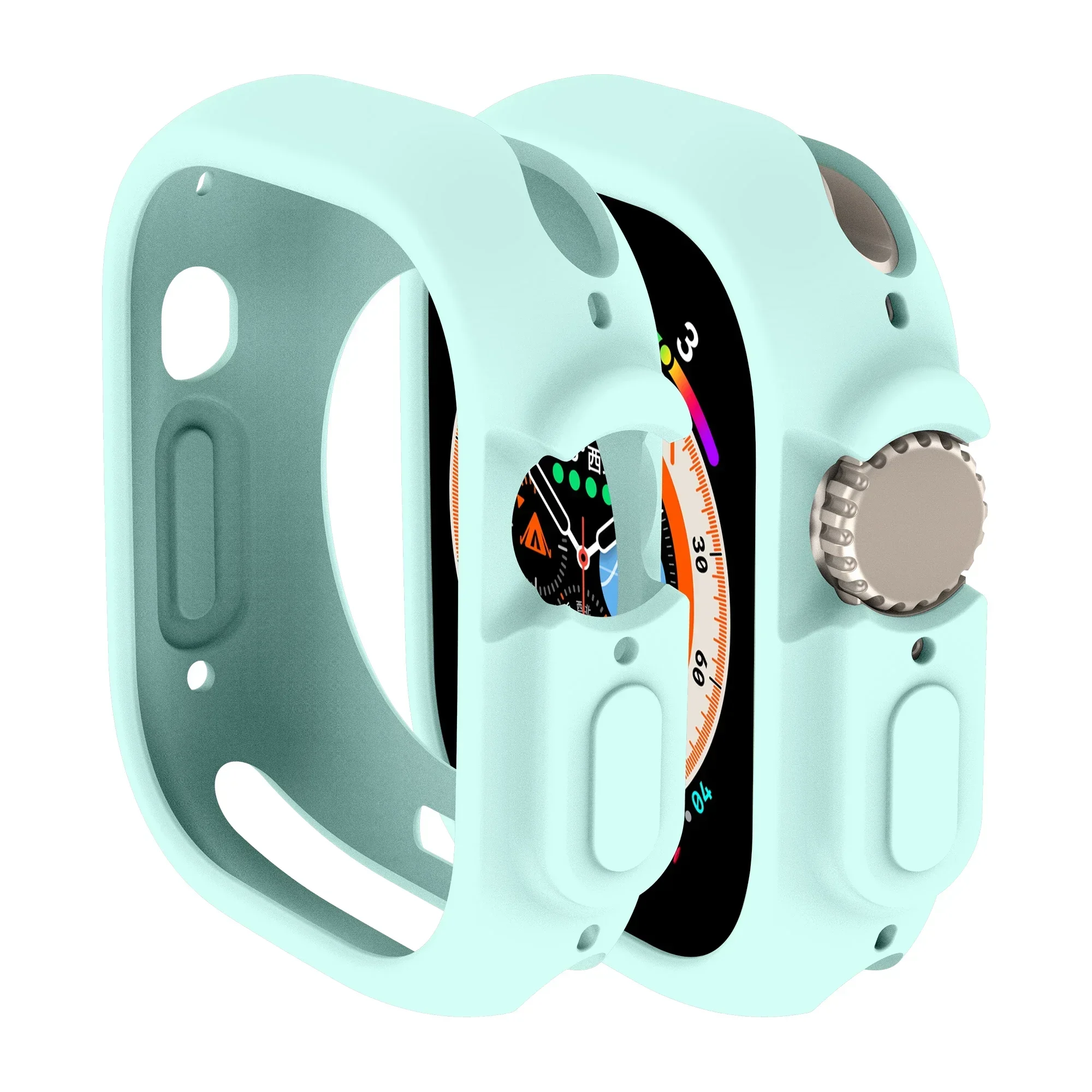 Hoesje voor apple watch ultra 2 met 49mm bandjes, rondom schokbestendig, tpu-beschermend, zacht siliconen bandje, bumper, krasbestendig.: Zwart / 9 inch