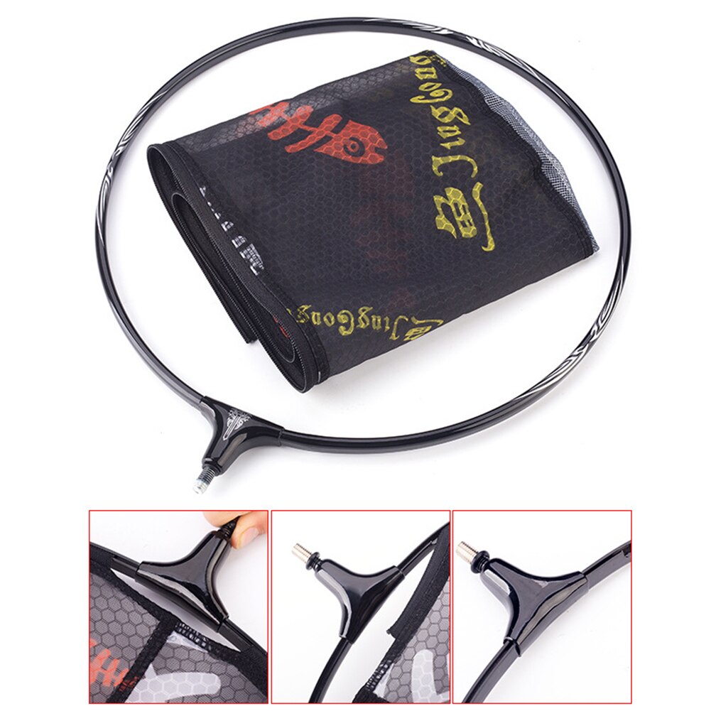 30-40cm Carbon Fishing Net Foldable Collapsible Telescopic Mesh Hole Depth Landing Dip Net Fishing Tackle