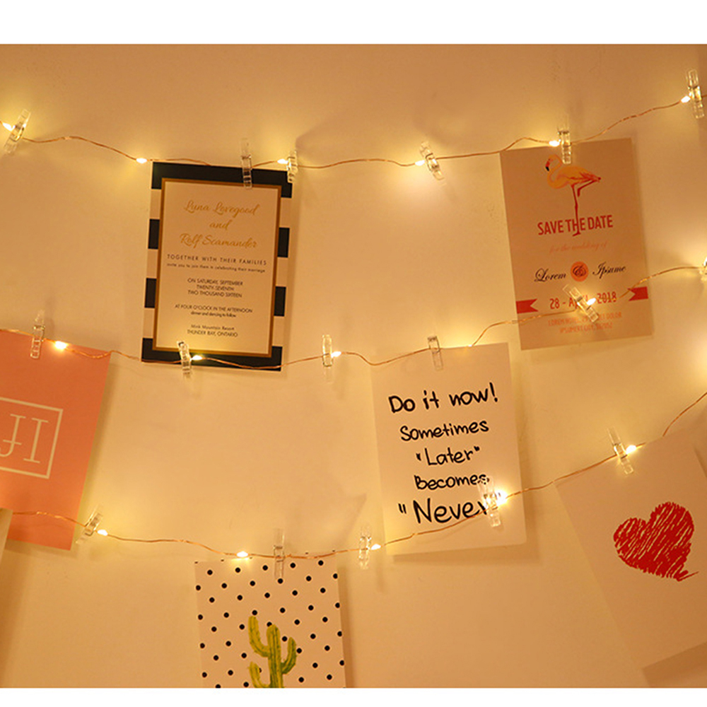 Guirlande lumineuse à Clip Photo, 2M/5M/10M, boîte à piles LED, guirlande pour chambre à coucher, fête à domicile, mur Photo, décoration de mariage et de noël