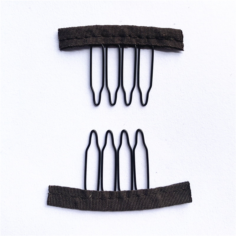 50 Stück Perückenkämme zur Sichern der Perücke, 4–7 Zähne, Perückenkamm, Perückenklammern mit Stoff für die Herstellung von Perückenkappen, Stahlmaterial, Clips, Kämme: Peachpuff