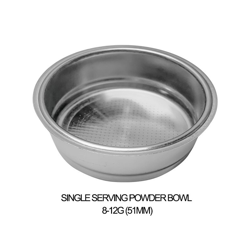 Semi-Automatic Coffee Machine Stainless Steel Single And Double Serving Powder Cup Brewing Head Filter Bottomless Handle Filter: 8-12G(51MM)