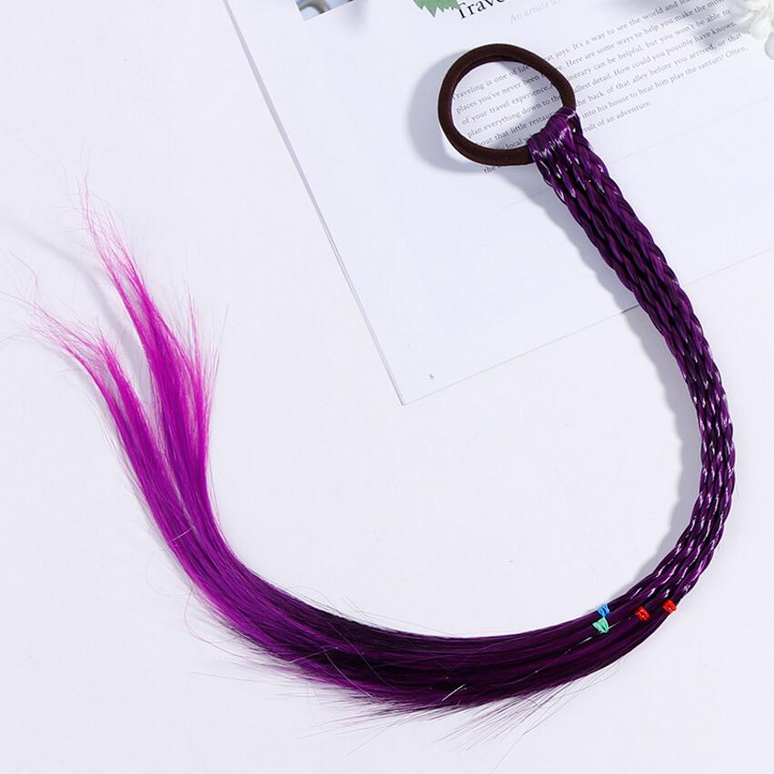 Rubber Bands Beauty Hair Bands Headwear Kids Hair Accessories Head Band Girls Colorful Wigs Ponytail Hair Ornament Headbands: Purple Headbands