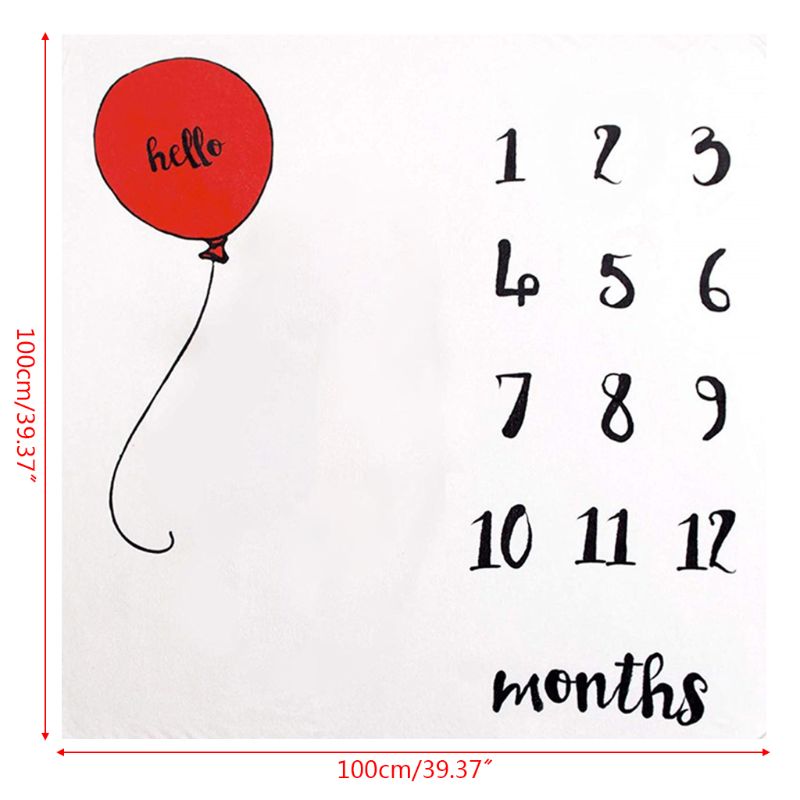 Pasgeboren Baby Milestone Nummer Ballon Patroon Mat Deken Fotografie Achtergrond Achtergrond Doek N0HD