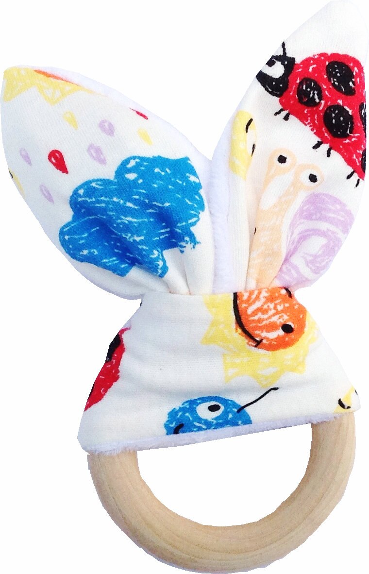 70mm Houten Natuurlijke Bunny Zintuiglijke Baby Tandjes Ringen Met Stof Baby Bijtring Speelgoed Voor Oral Care Dental Care Voor pasgeboren Baby: E