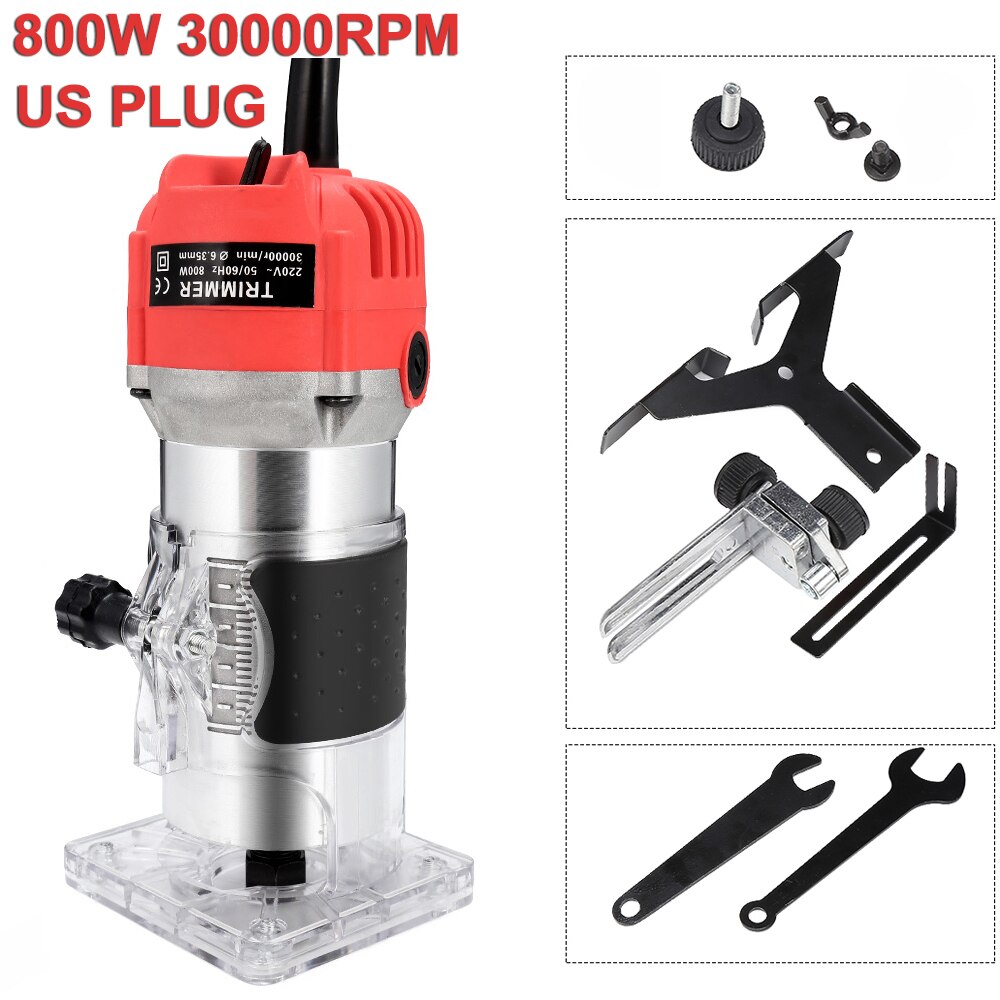 800w 30000 rpm träbearbetning elektrisk trimmer träfräsning gravering slitsning trimmaskin handsnidera träfräs: Oss pluggar inget fall