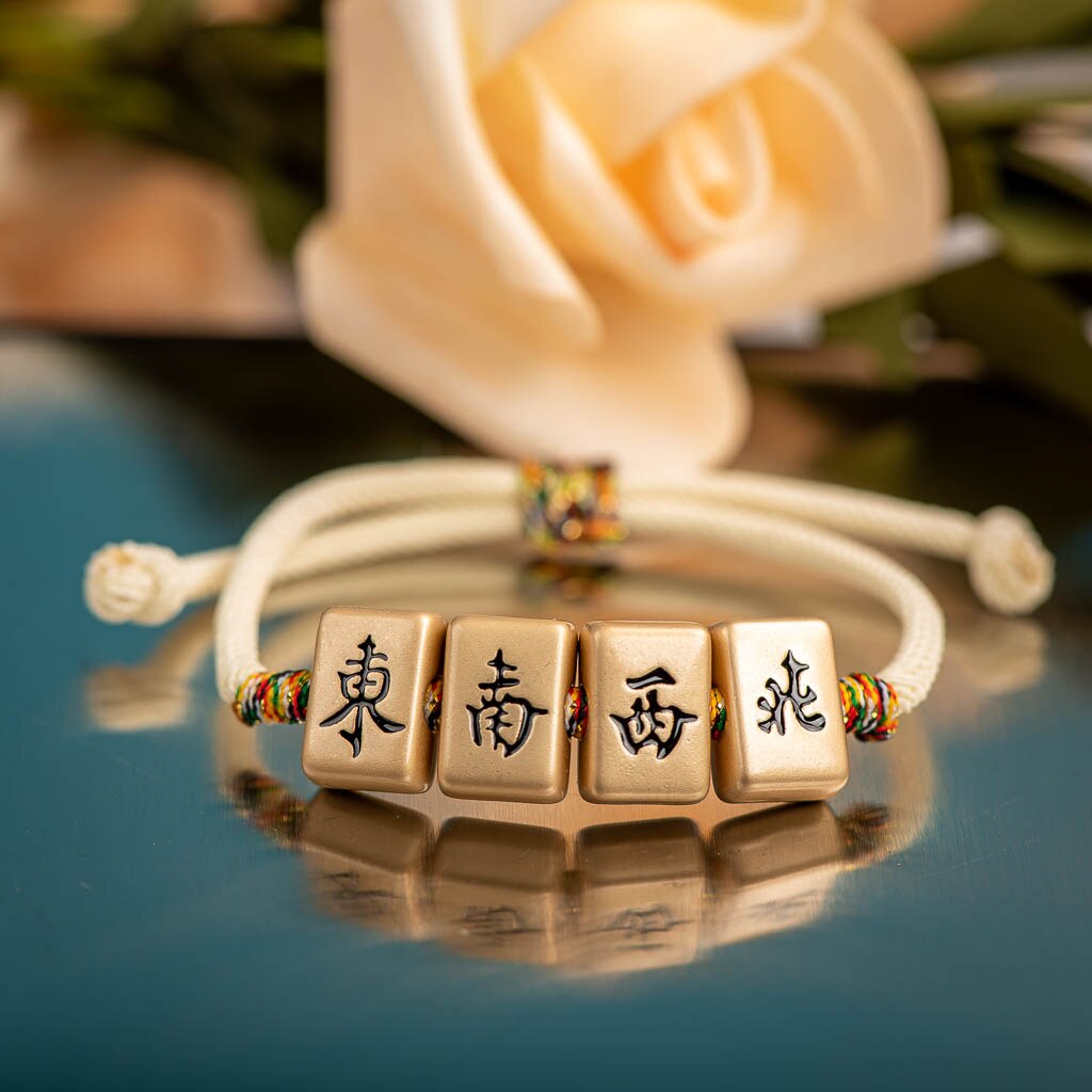 Mahjong caracteres chinos pulsera con colgante de esmalte de goteo de Metal pulseras de con dijes hechos a mano brazaletes al por mayor # XN004: Verde Dragonly
