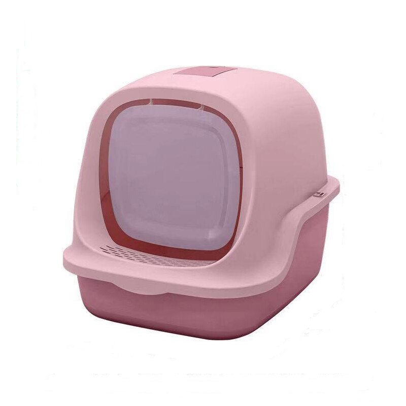 Pet Cat Litter Box Large Fully Enclosed Cat Toilet Pet Supplies Splash Proof Cat Potty: Pink