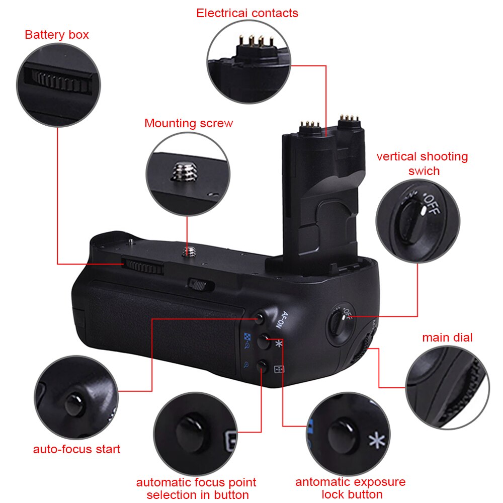 Batmax BG-E7 Batterij Grip voor Canon EOS 7D Digitale SLR Camera als BG-E7 Batterij Grip Werk met LP-E6 of 6X AA-Formaat Batterij