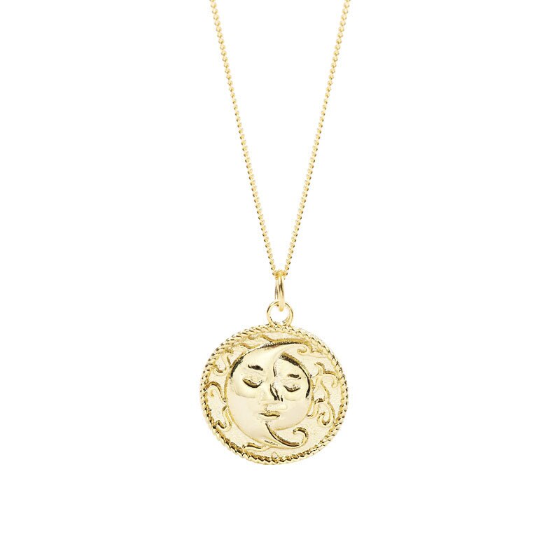 Sonne Mond Anhänger Halskette Für Liebhaber 925 Sterling Silber Halskette Gold Kette Jahrgang-Schmuck Frauen Kleidung Zubehör: Ursprünglich Titel