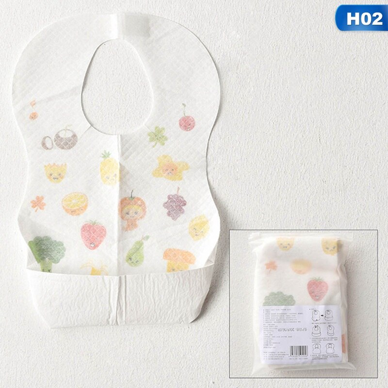 10PCS/Lot Baby Waterproof Non-Woven Fabric Disposable Bibs Portable Baby Toddler Bibs Feeding Saliva Apron Paper Bibs: H02