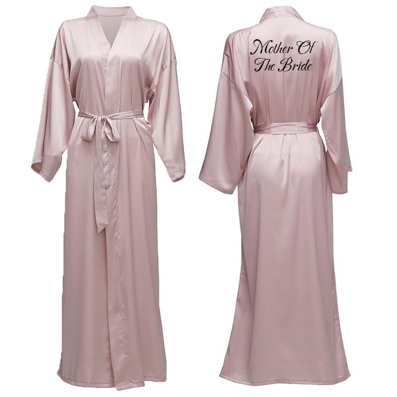 Malva-Bata larga de satén de gasa para dama de honor, ropa de manga larga, personalizada, para novia y boda: mauve mother bride