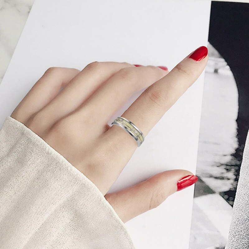 1Pc Herz bilden Leucht Ring glühend in dunkel Paar Ringe Für Freunde Edelstahl Schmuck