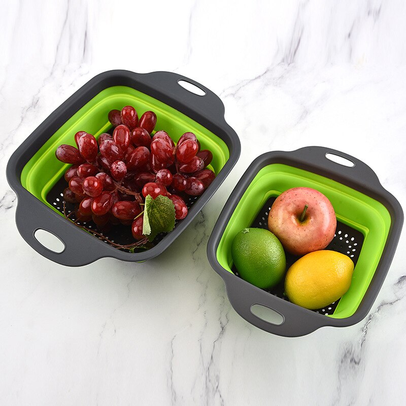 Vergiet Afdruiprek Opvouwbare Zeef Fruit Groente Wassen Opslag Mand Silicone Inklapbare Afdruiprek Mand Keuken Gereedschap