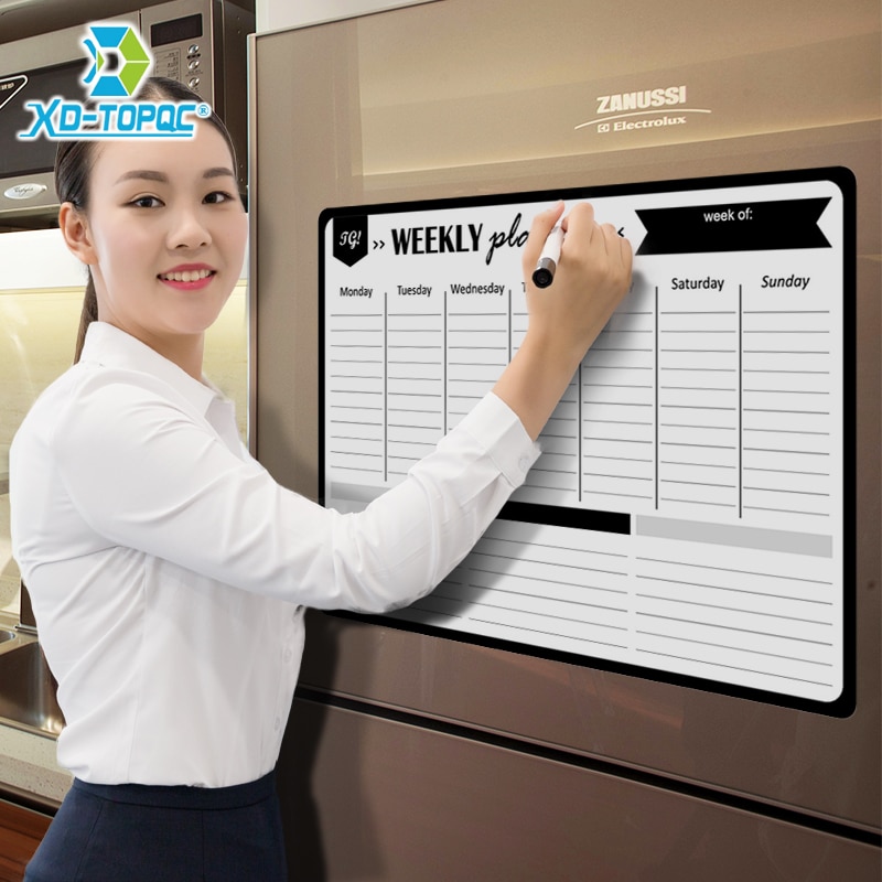 A3 Magnetic Weekly Planner Whiteboard Fridge Magnet 29.7*42cm Flexible Daily Message Drawing Refrigerator White Bulletin Board