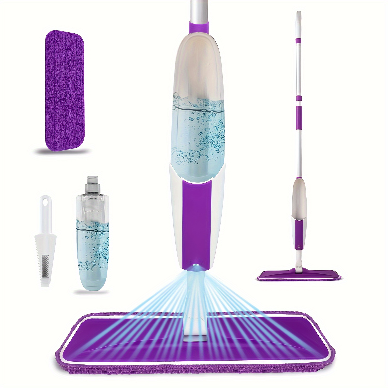 Dweilen voor vloerreiniging Natte spraymop met fles en 1/4 wasbare microvezelpads Thuis of commercieel gebruik Droge natte platte dweil voor H: plum