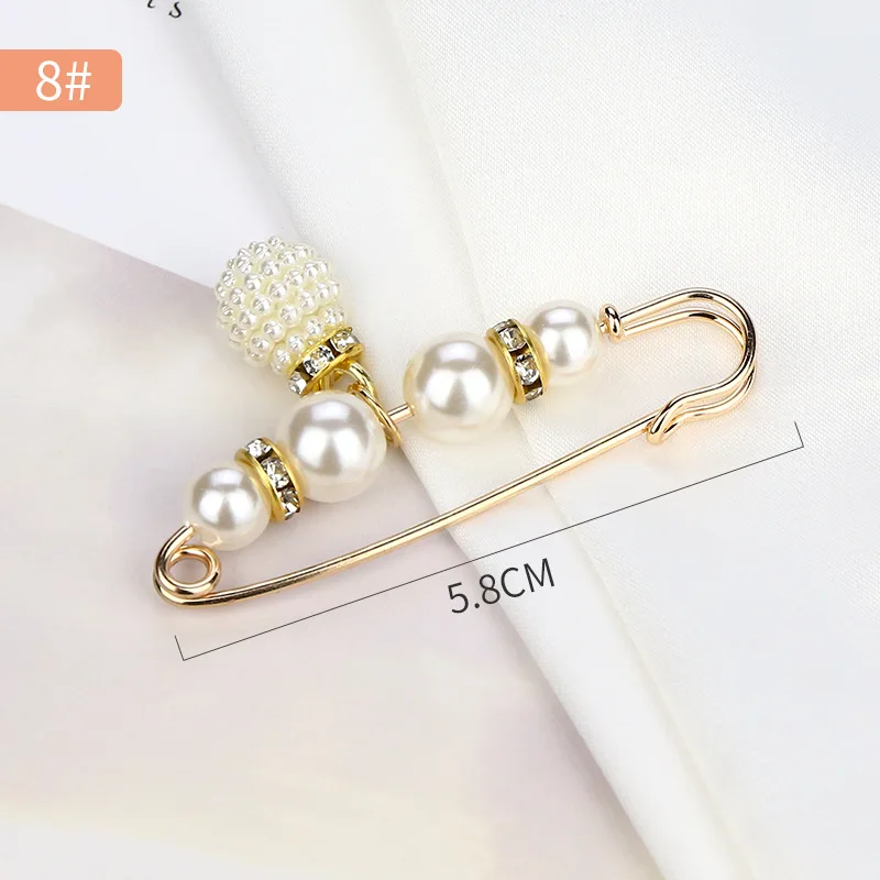 2/4 Uds broche de perlas alfileres suéter chal Clips imitación perla diamantes de imitación Collar Pin de seguridad para mujer chica ropa vestido Accesorios