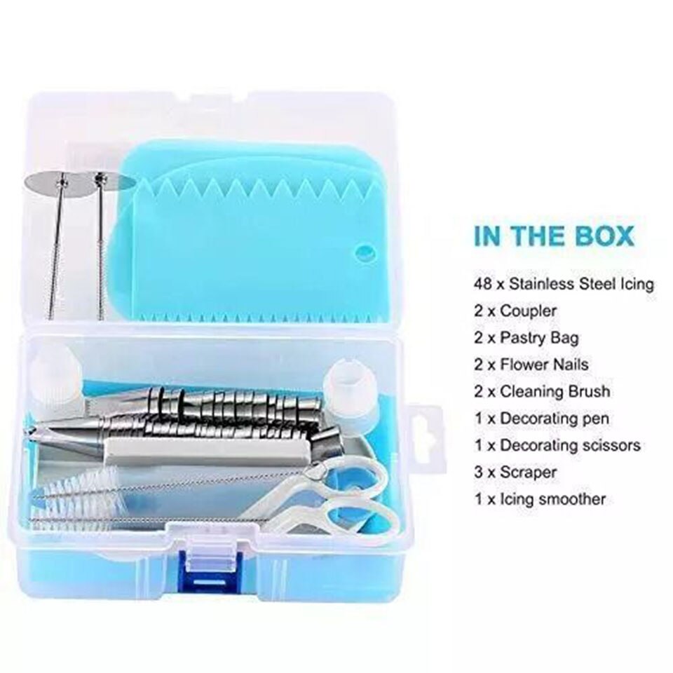 62Pcs Cake Decorating Supplies Kit for Beginners Baking Pastry ToolsIcing Tips with Spatula Russian Piping Nozzles Baking Tools
