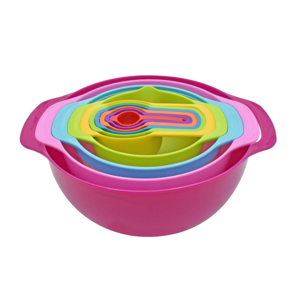 10pcs/Set Kitchen Utensils Set Mixing Bowls Set Flour Sieve Measuring Spoon Salad Bowl Kitchen Gadgets For Salad Cooking Baking: Default Title
