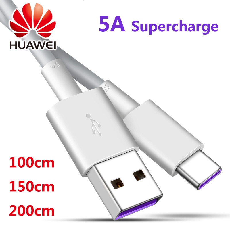 Huawei USB 5A Type C Cable P30 P20 Pro lite Mate20 10 Pro P10 Plus lite USB 3.1 Type-C Original Supercharge Super Charger Cable