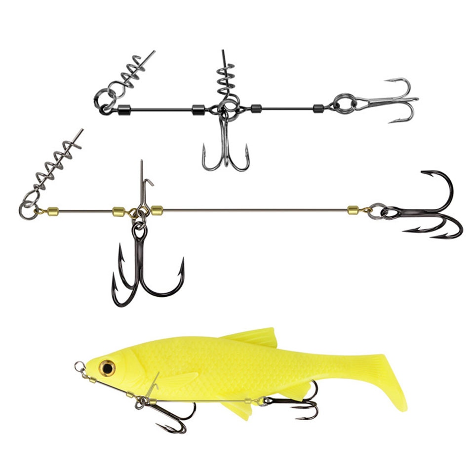 String Vishaak Prikkeldraad Triple Haken Set Zachte Lokken Aas Vishaak Jig Rig Helpen Haak Met Schroef Pin