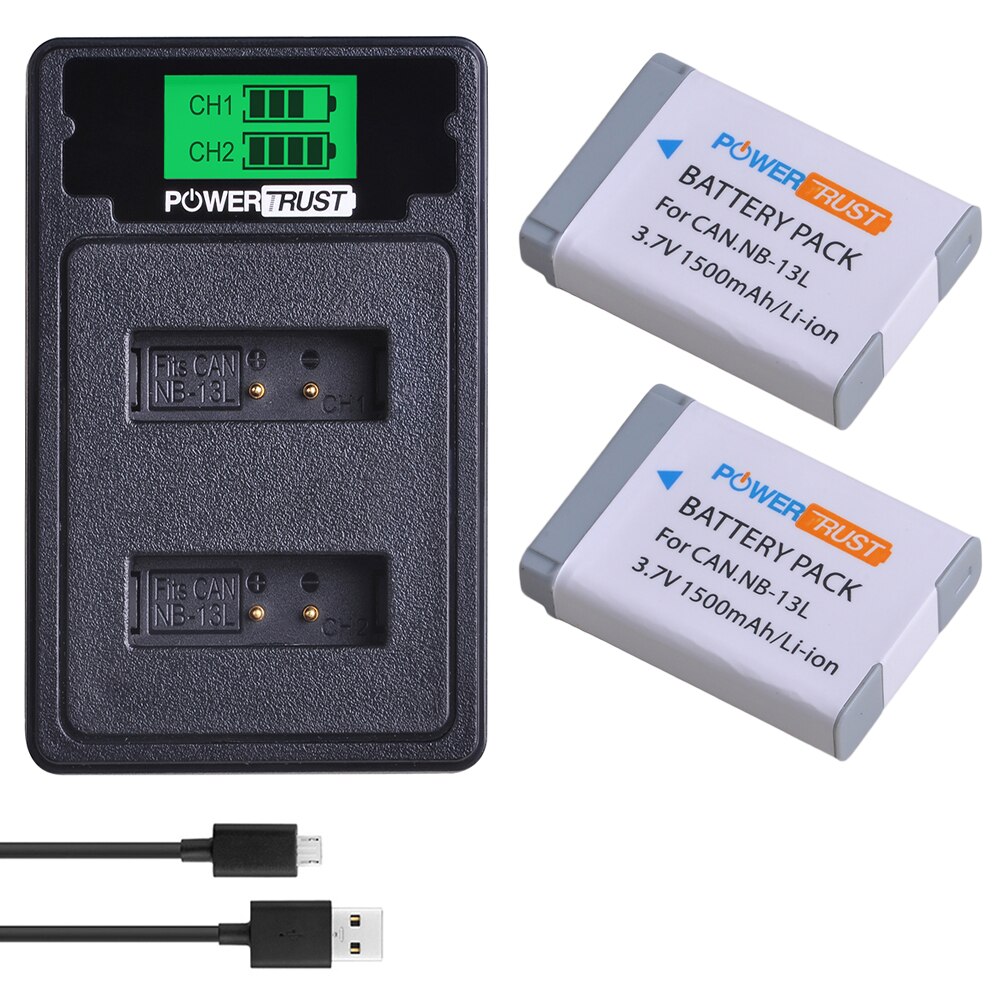 Batterie NB13L NB-13L pour Canon PowerShot G5X, G7X, G9X, G7X Mark II, SX620 HS, SX720 HS, SX730 HS, G9X Mark II, SX740 HS: 2Battery 1Charger