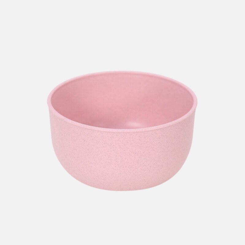 Ménage fruits fourchette vaisselle riz bol en plastique plaque paquet unique bol de céréales blé paille bol tasse: A pink
