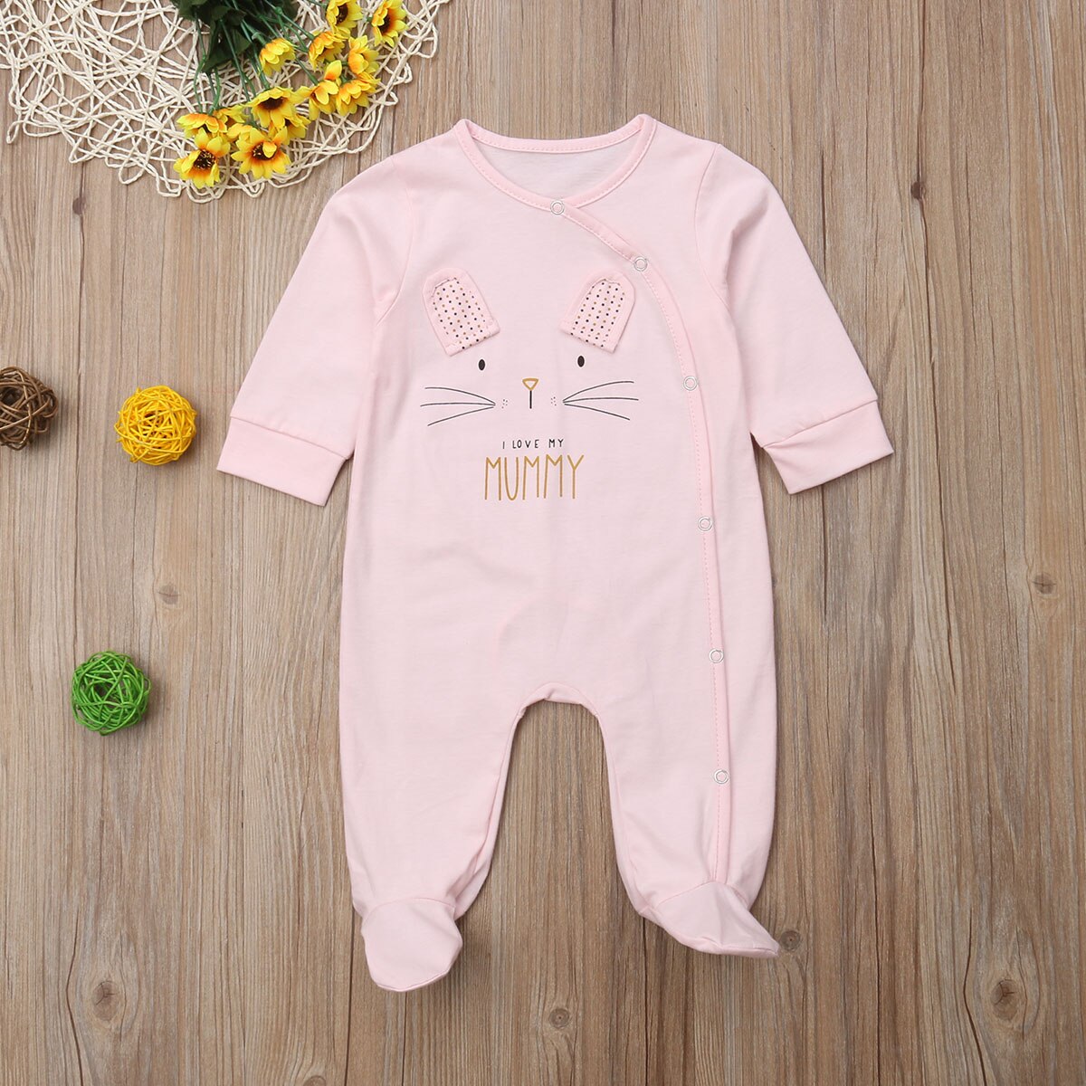 Søt nyfødt baby gutt jenter pappa mamma print romper sovedress bodysuit antrekk