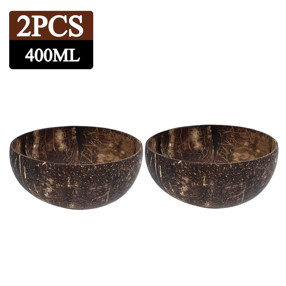 Cuenco de coco Natural para cena, vajilla de madera hecha a mano, cuchara de madera para postre, ensalada de frutas, mezcla de arroz, Ramen, 550/400/300Ml: Azul