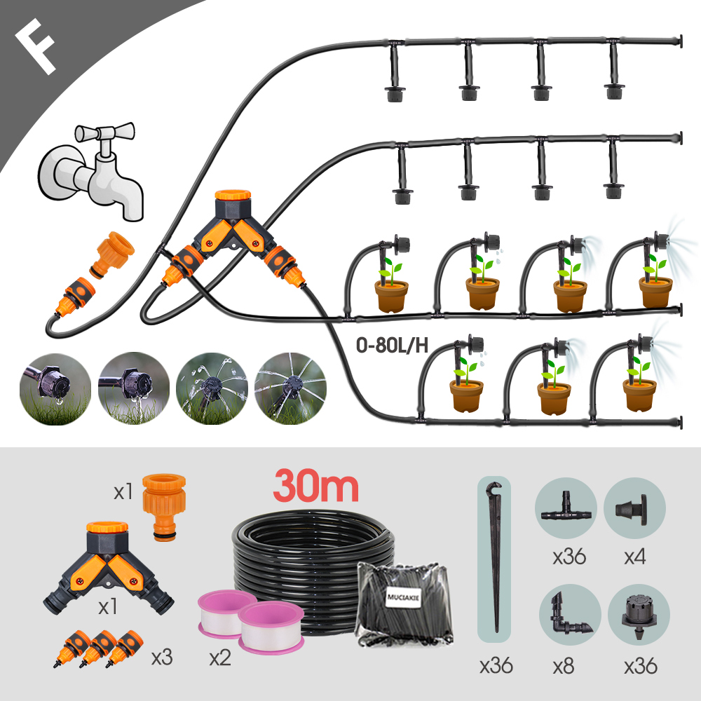 Drahtlose 2-Weg Garten Bewässerung System Einstellbar Tropf Bewässerung Kit Wifi Bluetooth-kompatibel Timer Controller 1/4'' Schlauch T: Licht Grau