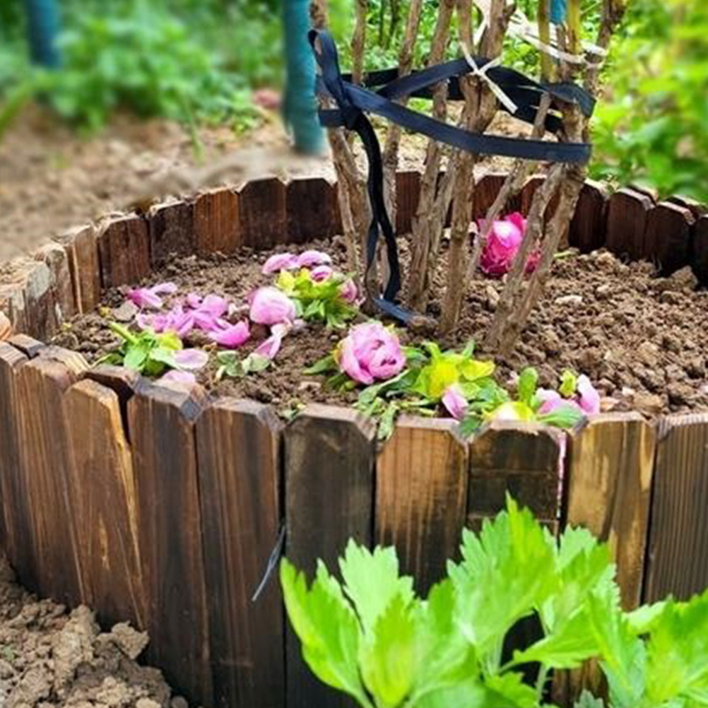 Borde de valla de jardín de madera, protección anticorrosión para césped y paisaje, arbustos decorativos naturales reutilizables para exteriores, árboles y plantas