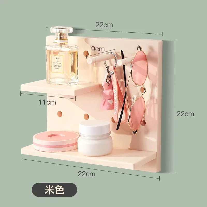 Estantes de pared para decoración del hogar, tablero con agujeros, estante de almacenamiento de pared, estante de almacenamiento, estantes de pared colgantes para cocina y dormitorio, decoración de pared: Beige