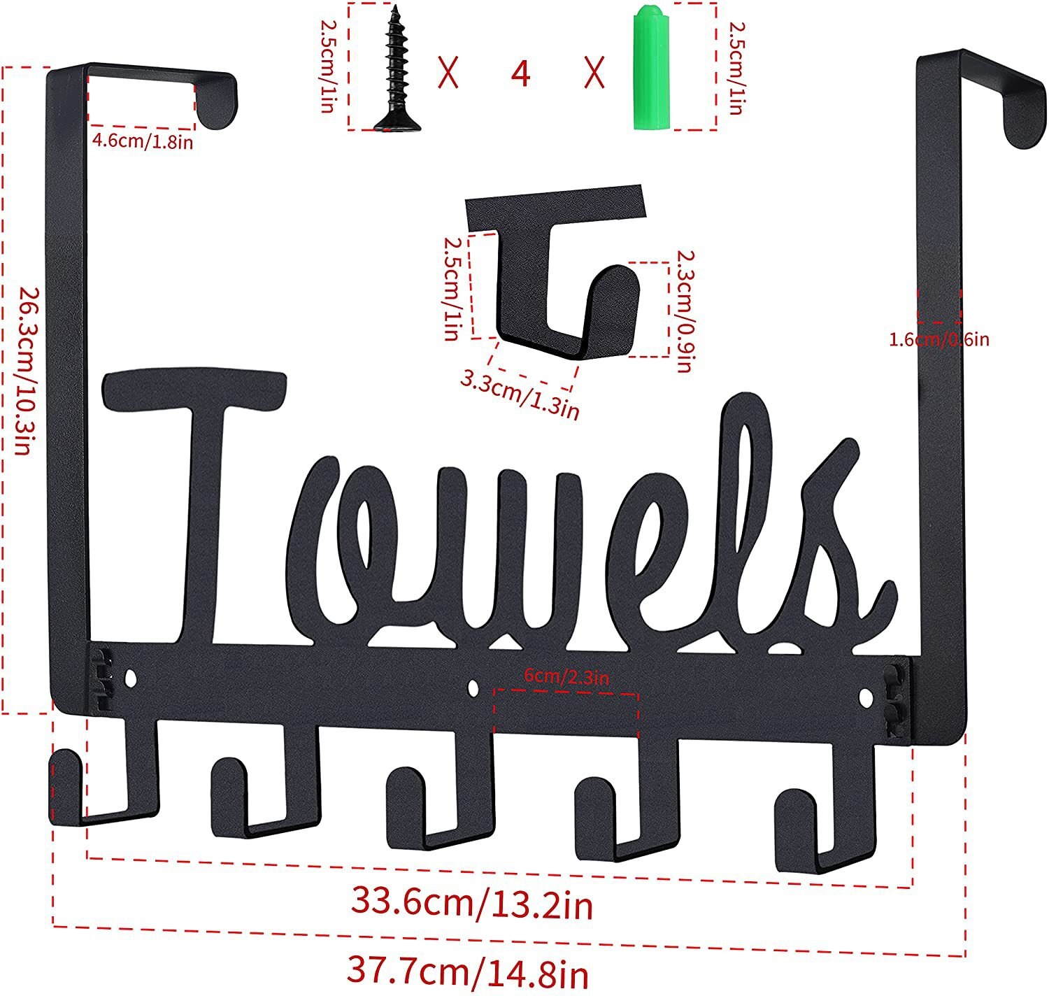 Esthetische Over De Deur Handdoekenrek Voor Uw Badkamer-Ruimtebesparend En Handig Handdoek Houder Met Stevige Haken-de Perfecte