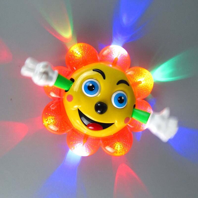 Elektrisk musikbelysning solros universal led ljus färgglad 360 graders rotation leksak blomma barn