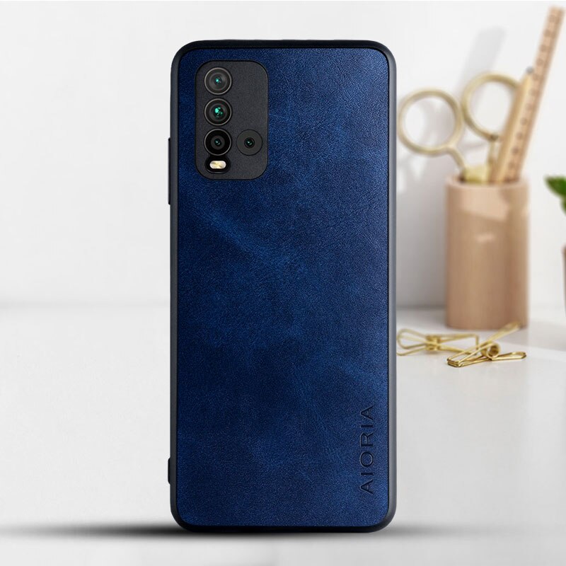 Funda para Xiaomi Redmi 9T, Funda de lujo Vintage de cuero, protección completa para teléfono, Funda para xiaomi redmi 9t: darkblue