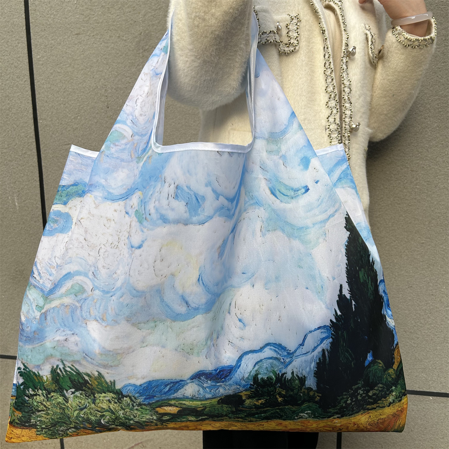 modetas Grote opvouwbare boodschappentas Herbruikbare boodschappenopbergtas Nylon draagbare schouderhandtas voor reiszak Tote