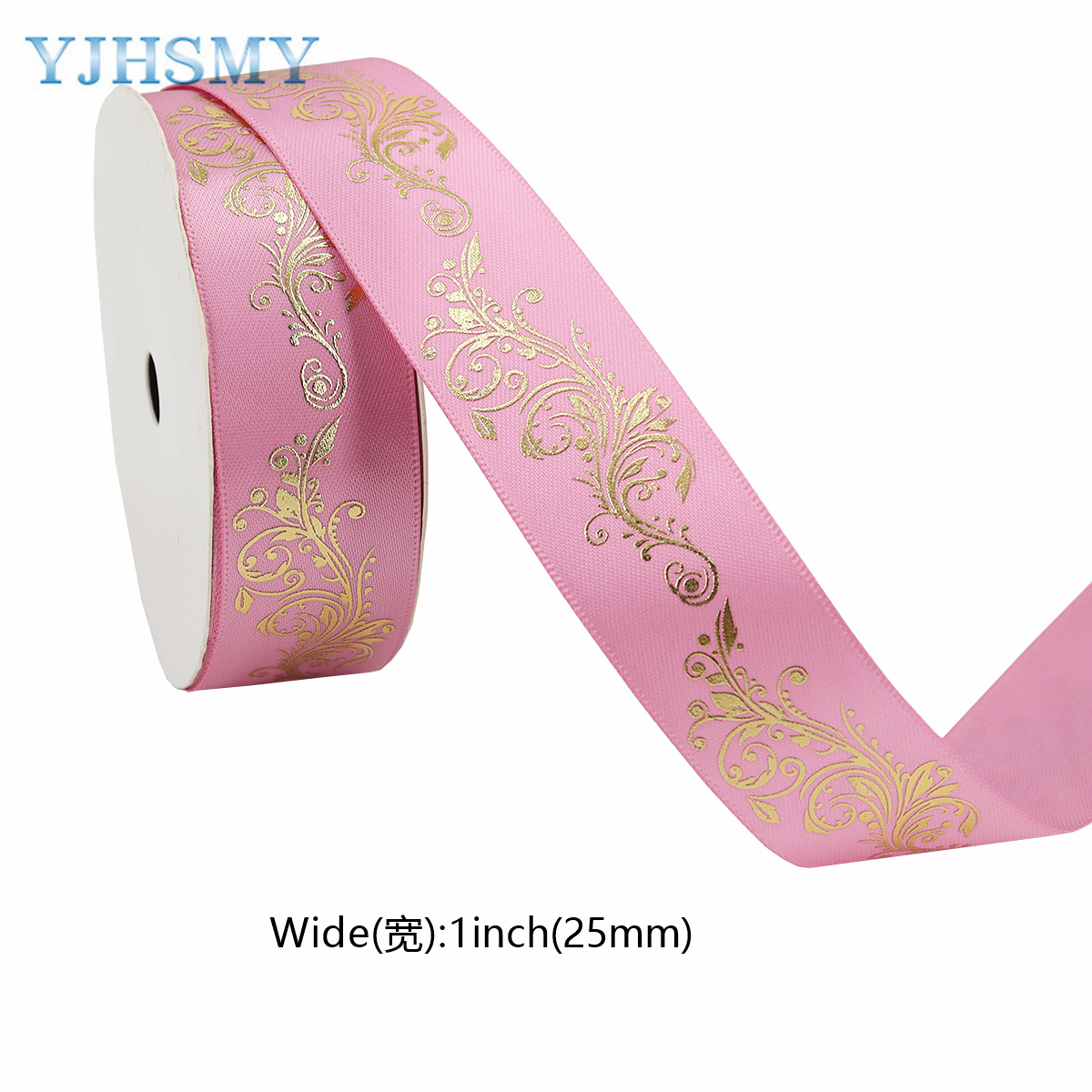 1 Inch Goudfolie Satijnen Lint Gedrukt Bloem Voor Diy Craft Cadeaupapier Bruiloft Verjaardag Party Decoratie 5 Yards: Antique Zinc / L