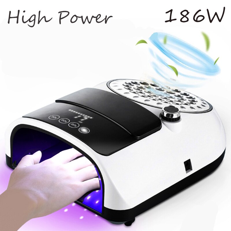 Aspirador de uñas 2 en 1 de alta potencia, 186W, 42Led, lámpara de secado de uñas, lámpara UV Led, ventilador de escape para uñas, equipo
