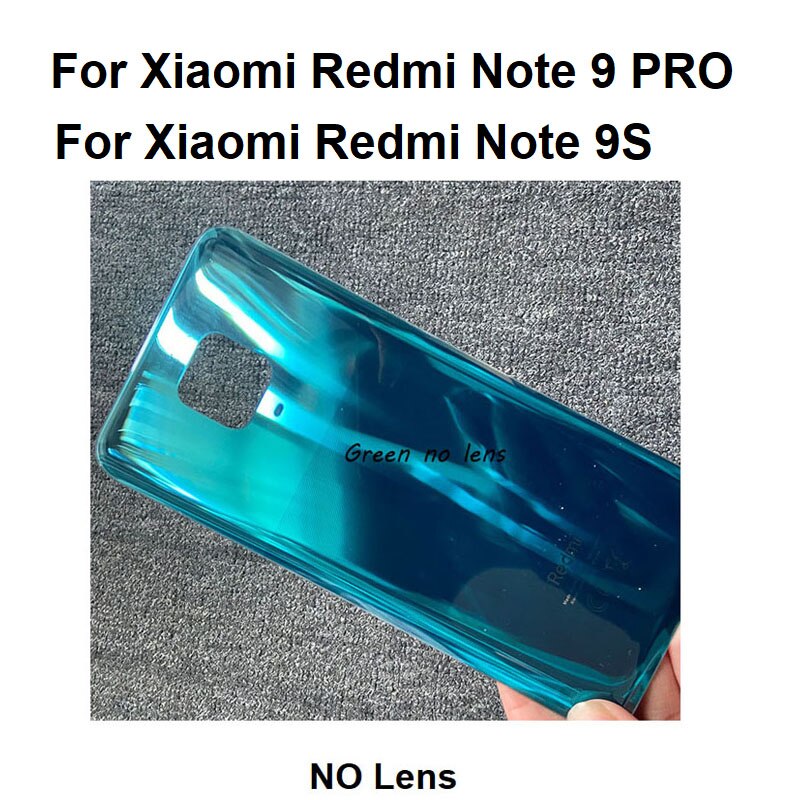 Per Xiaomi Redmi Note 9 PRO copribatteria posteriore alloggiamento posteriore pannello porta in vetro custodia in vetro per Xiaomi Redmi Note 9S sostituzione: NO lens Green