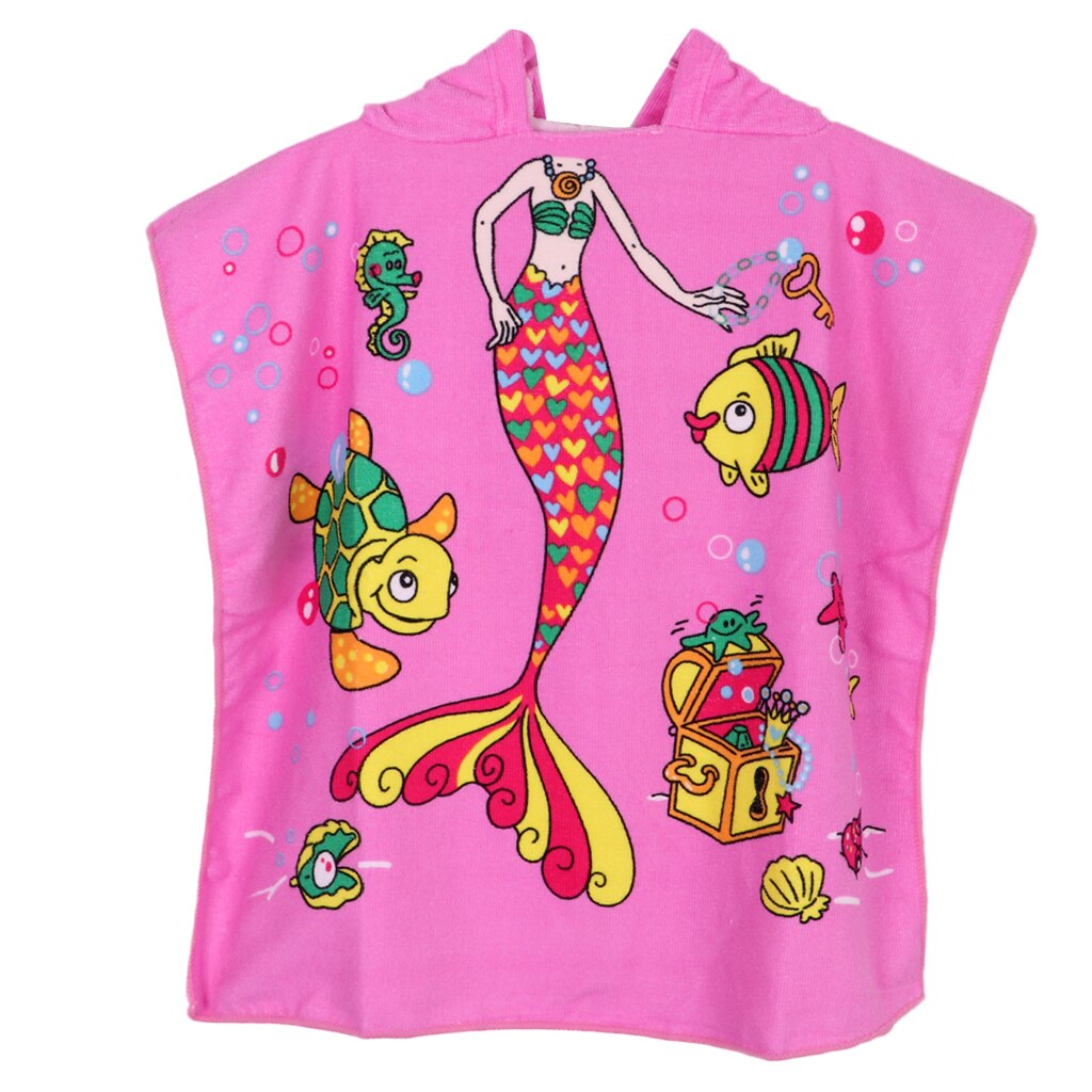 Magideal kinder surf-strandponcho mit kapuze, bademantel, pool- und badetuch mit niedlichen cartoon-motiven, blau und rosa, für jungen und mädchen