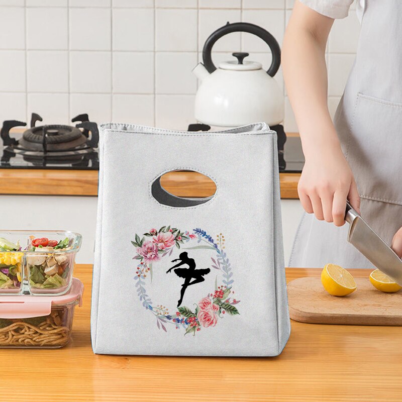 Ballet Geïsoleerde Canvas Picknick Lunch Tas Neutrale Geïsoleerde Folie Voedsel Opbergtas Draagbare Grote Capaciteit Tote Kids Lunch Tas: 9Ballet006