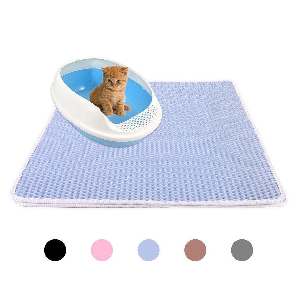 Cat Litter Mat EVA Double-Layer Cat Litter Trapper Mats with Waterproof Bottom Layer Premium Floor and Carpet Cat Bed 29: Blue / 30 X 30cm