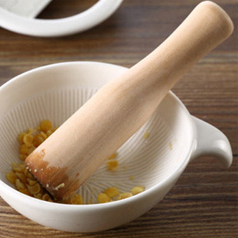 Mortero de madera para mezclar ajo y comida para bebés, Pure de mortero de madera para el hogar, herramienta ergonómica para Barra de cocina, molinillo de especias, fácil de limpiar