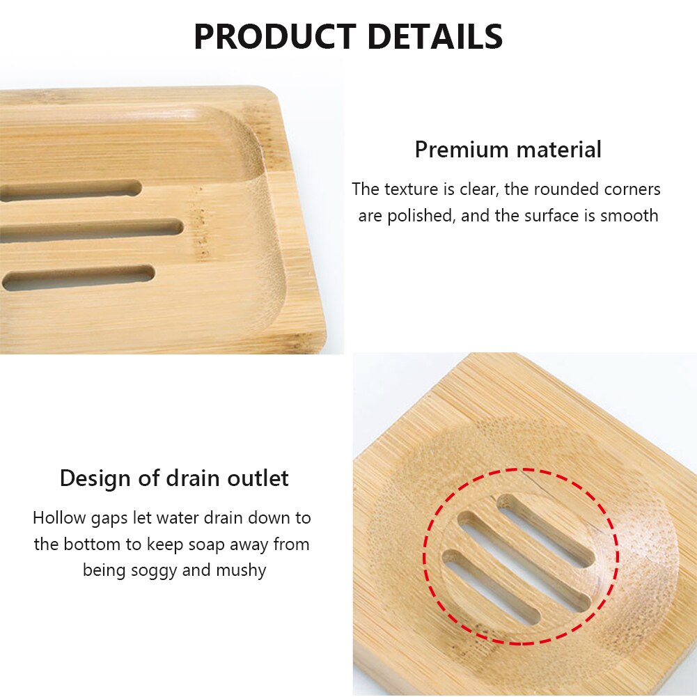 Wooden Bamboo Soap Dishes Bathroom Soap Rack Holder Dish Storage BoxBamboo Plate Tray Bath Plate Box Essential Kitchen Portable