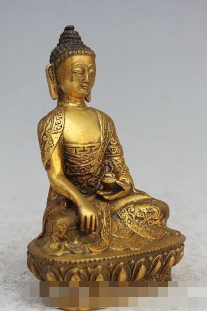 S1173 6 "chinese Tibet Boeddhisme Tempel Brons messing Sakyamuni Tathagata boeddhabeeld